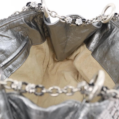 Bottega Veneta Intrecciato Shoulder Leather, Silver, Leather, Shoulder Bag