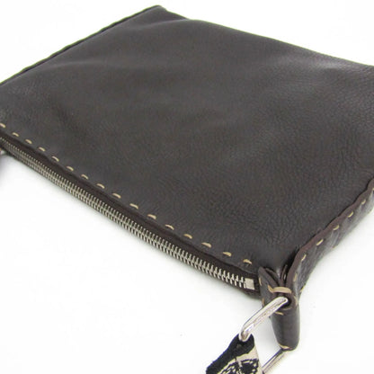 Fendi Vintage Selleria Zip Messenger Leather, Brown, Leather, Shoulder Bag