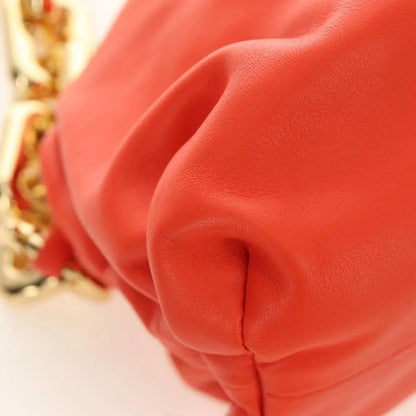 Bottega Veneta The Chain Leather, Orange, Leather, Shoulder Bag