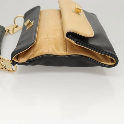 Chanel Chocolate Bar Handbag Lambskin, Beige, Leather, Handbag