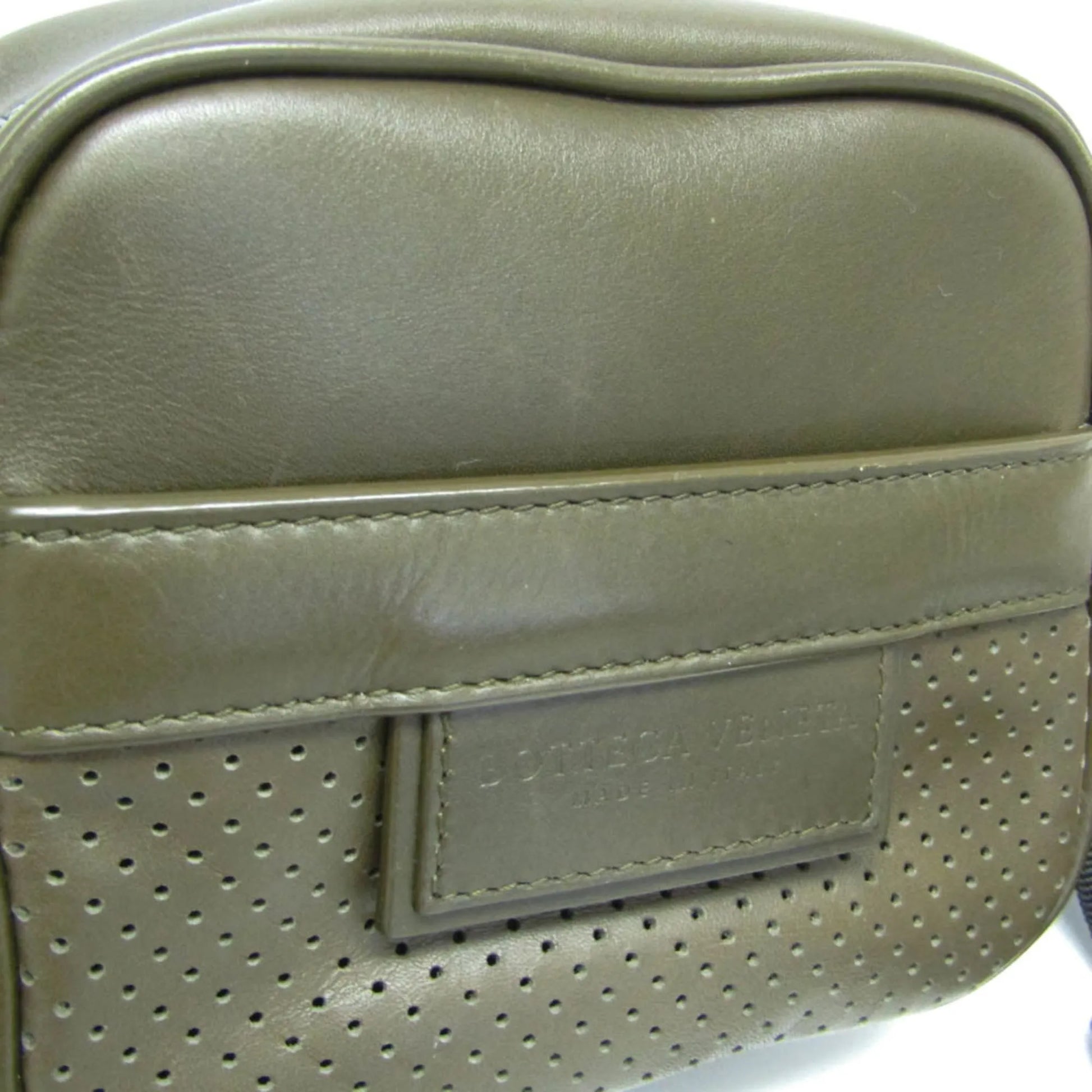 Bottega Veneta Crossbody Perforated Leggero Leather, Khaki, Leather, Shoulder Bag