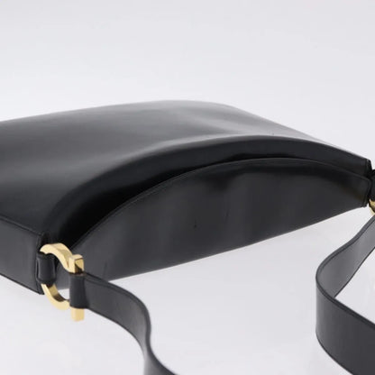 Salvatore Ferragamo Gancini Leather, Black, Leather, Shoulder Bag