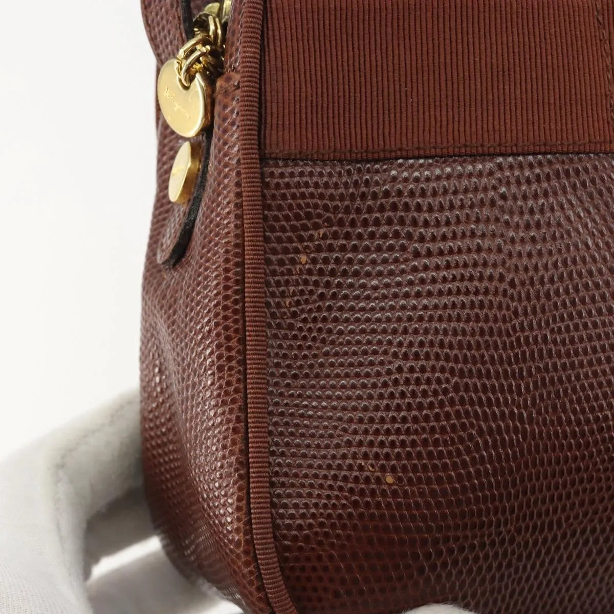 Salvatore Ferragamo Vara Bow camera Leather, Brown, Leather, Shoulder Bag