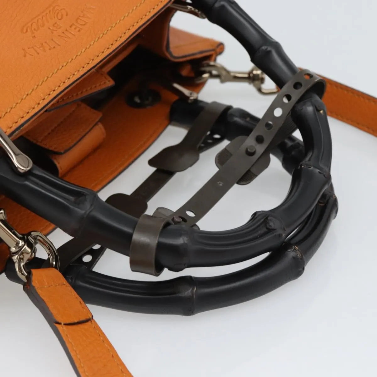 Gucci Bamboo shopper Leather, Orange, Leather, Handbag