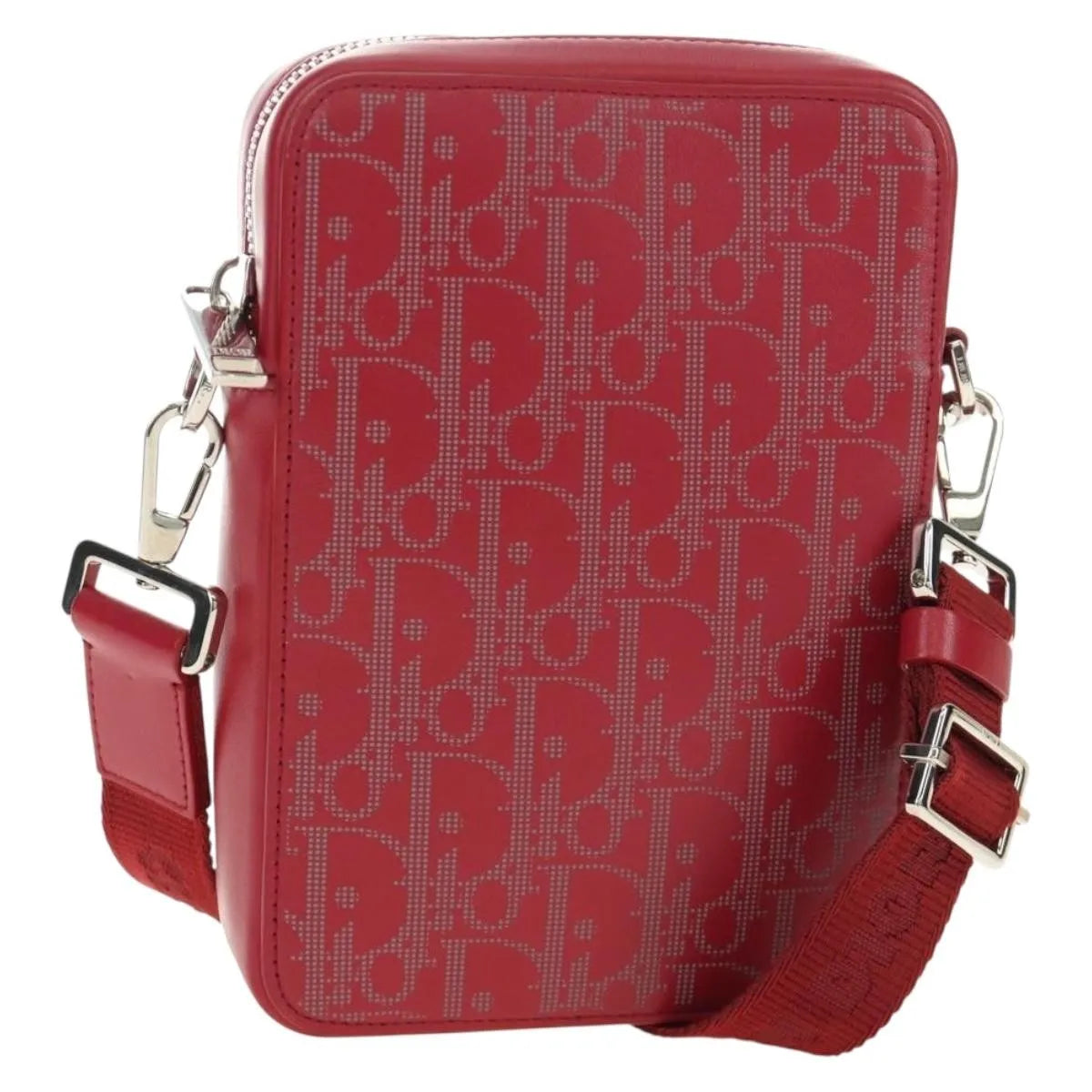 Christian Dior World Tour Zip Messenger Oblique Galaxy Leather, Red, Canvas, Shoulder Bag