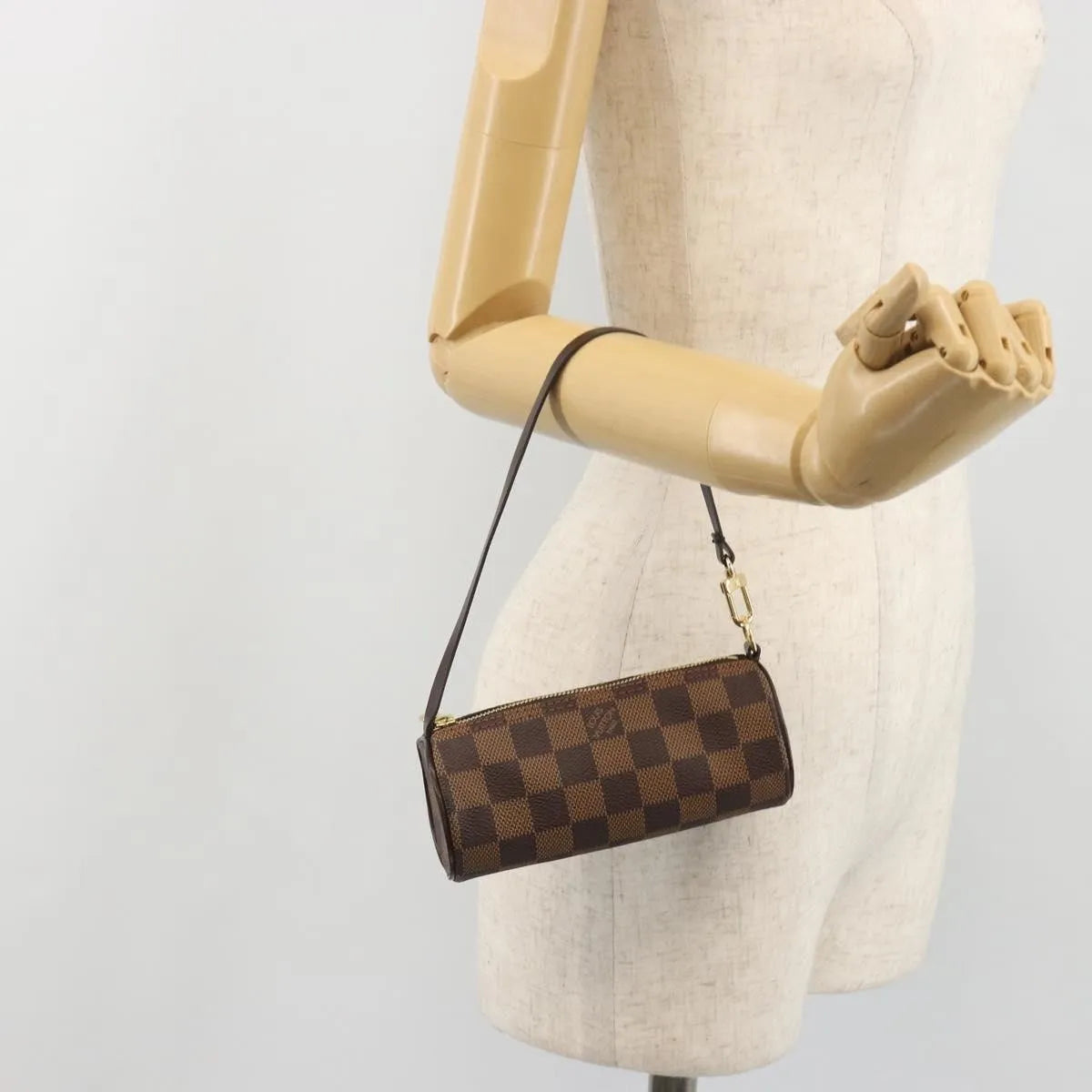 Louis Vuitton Papillon Pochette Damier Ebene, Brown, Canvas, Clutch