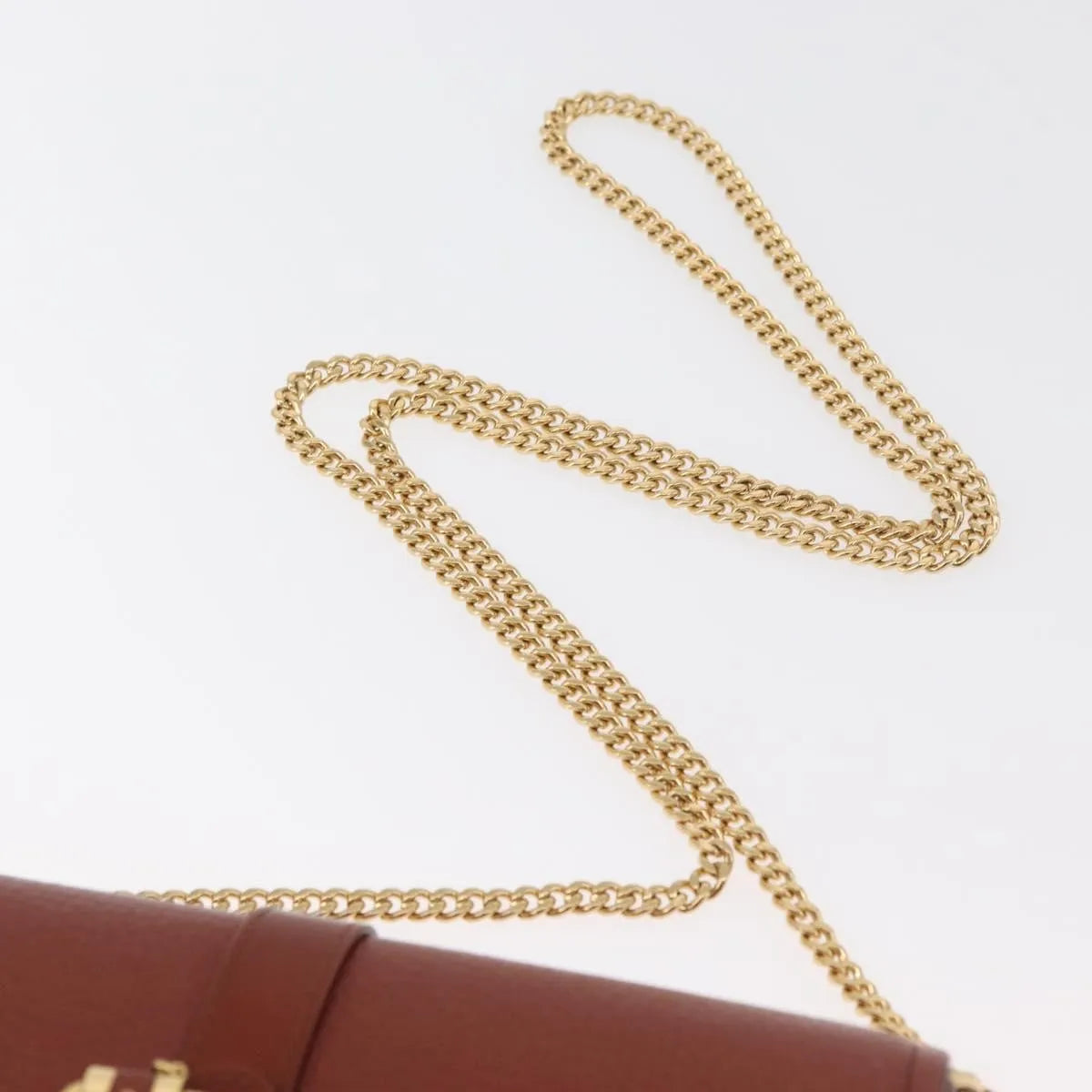 Chloe Aby Chain Leather, Brown, Leather, Shoulder Bag