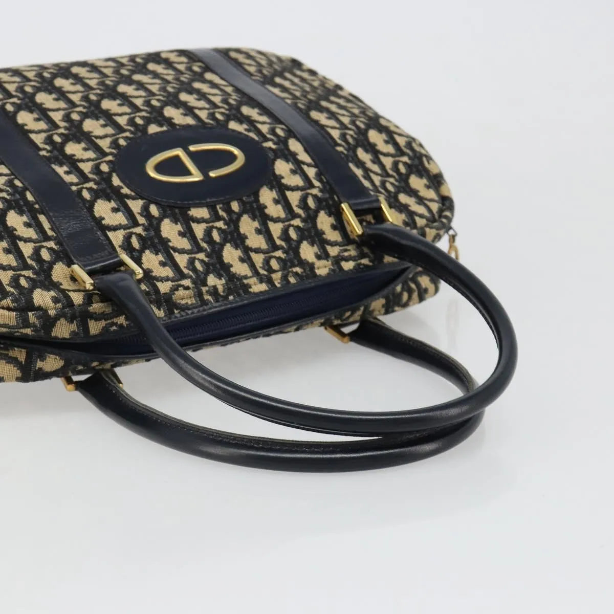 Christian Dior Vintage Trotter Boston Diorissimo Canvas, Navy, Canvas, Handbag