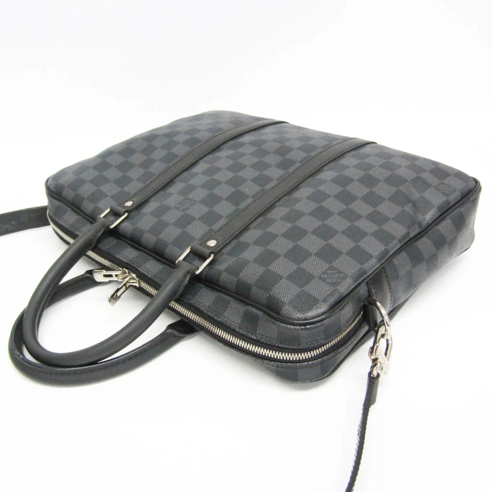 Louis Vuitton Porte-Documents Voyage Damier, Black, Canvas, Briefcase