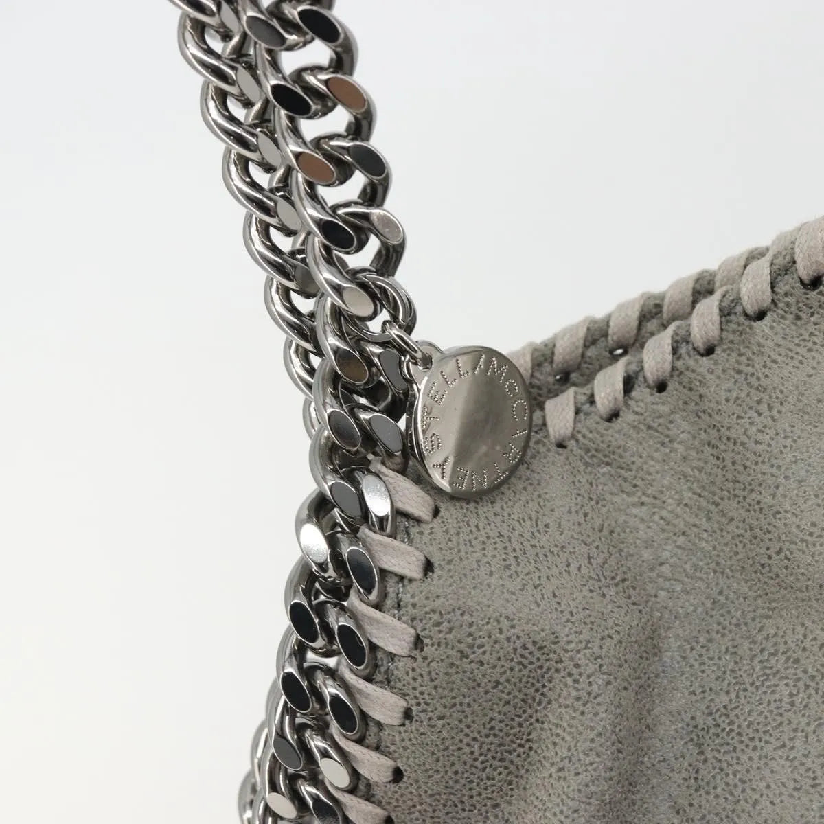 Stella McCartney Falabella Fold Over Faux Leather, Gray, Polyester, Shoulder Bag