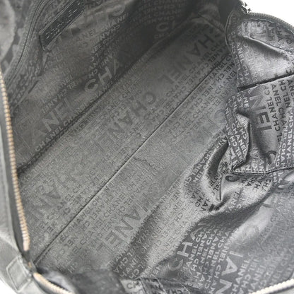 Chanel Square Stitch CC Boston Quilted Caviar, Black, Leather, Handbag