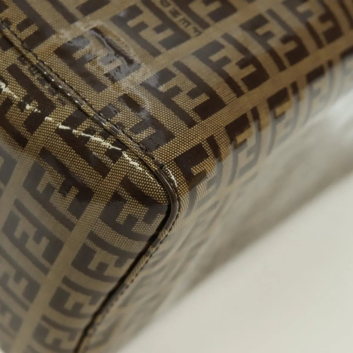 Fendi Mamma Baguette Zucca patent leather, Brown, Canvas, Shoulder Bag