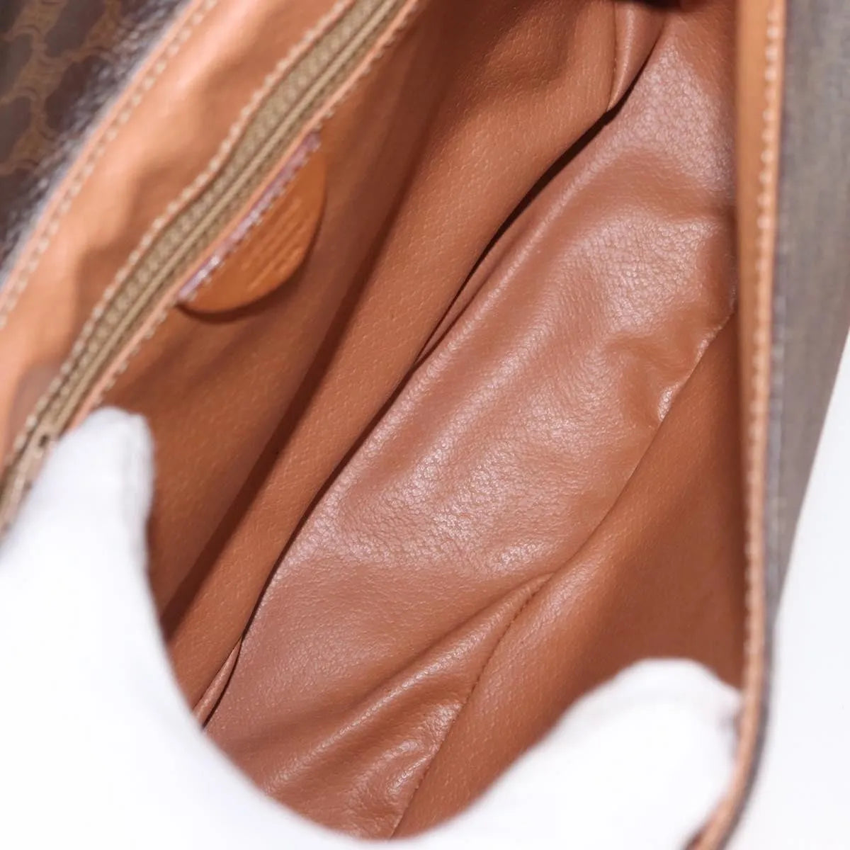 Celine Vintage Macadam Canvas, Brown, Canvas, Shoulder Bag