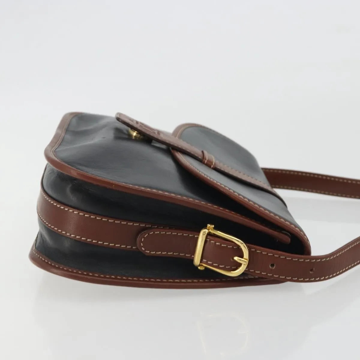Celine Vintage Flap Leather, Black, Leather, Shoulder Bag