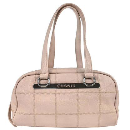 Chanel Square Stitch Bowler Quilted Calfskin, Pink, Leather, Shoulder Bag