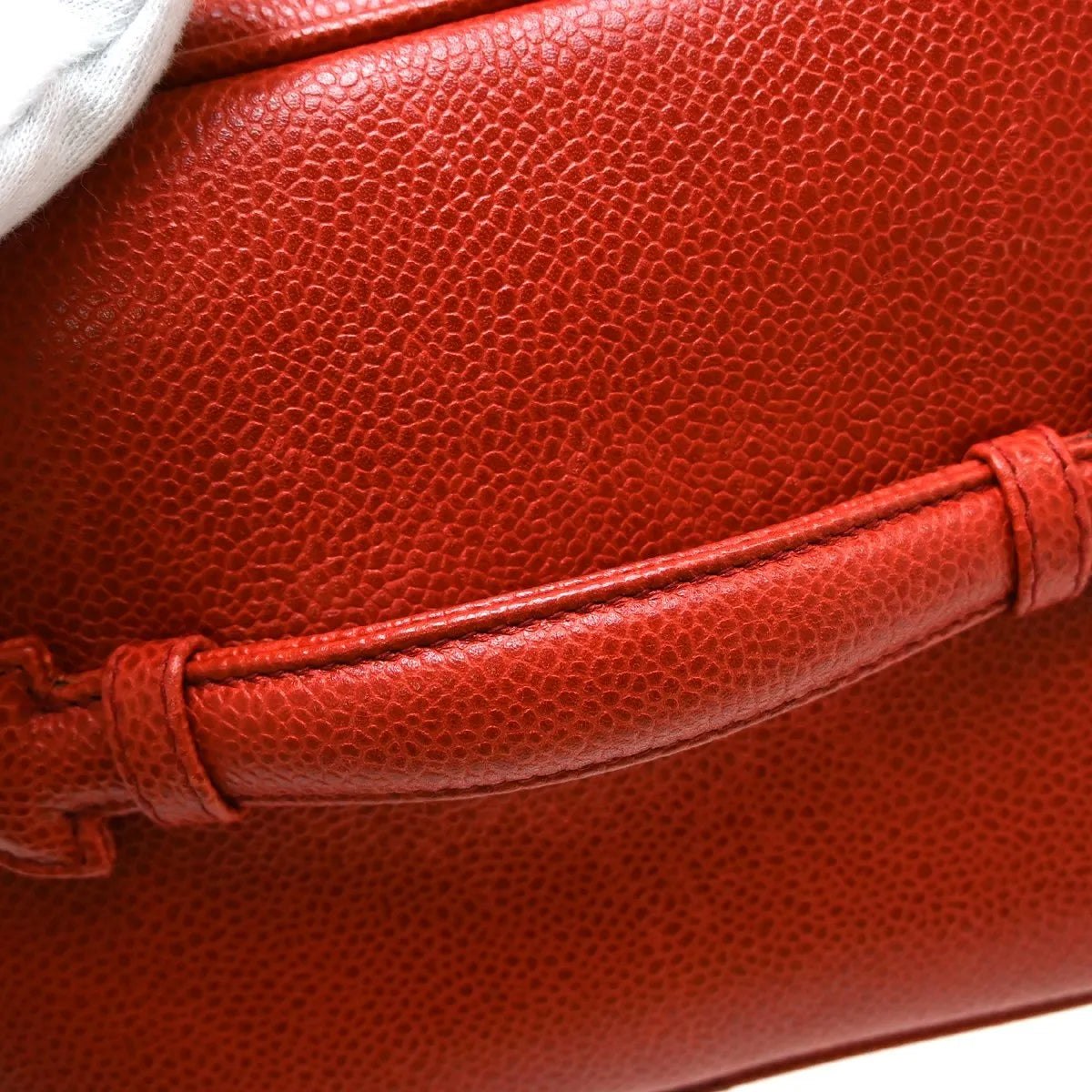 Chanel Vintage Timeless Cosmetic Case Caviar, Red, Leather, Handbag