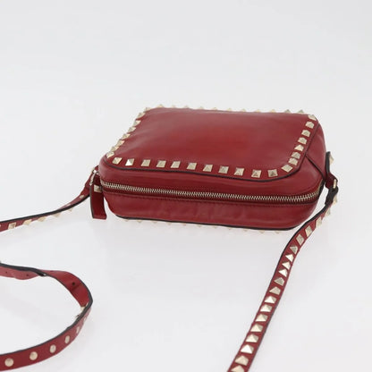 Valentino Garavani Rockstud Camera Leather, Red, Leather, Shoulder Bag