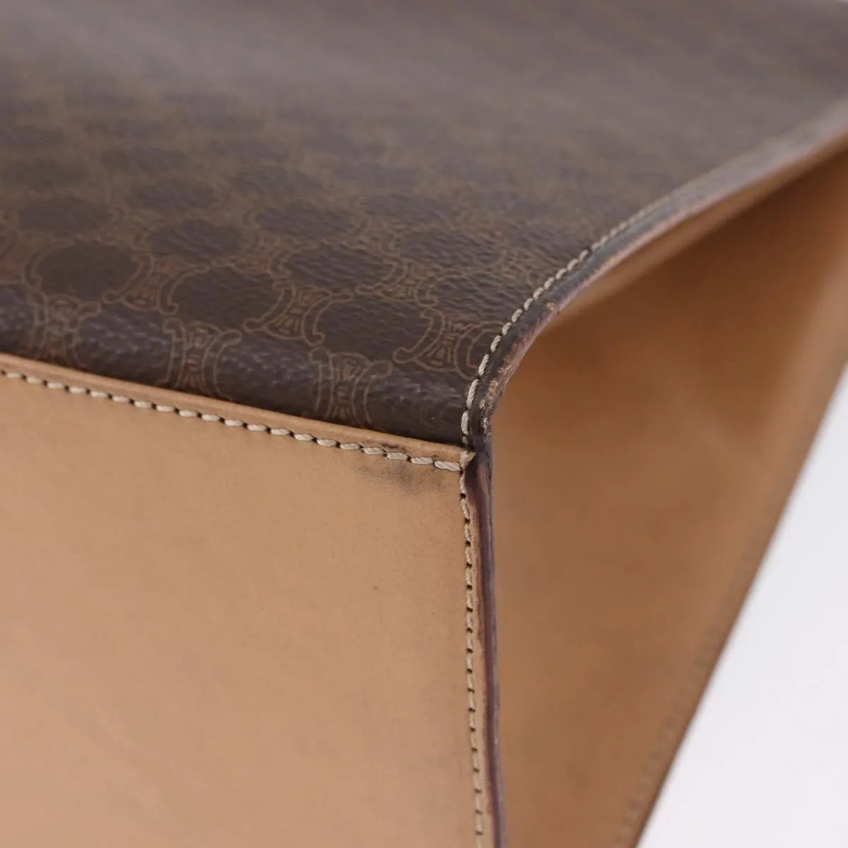Celine Vintage Macadam Canvas and Leather, Brown, Canvas, Handbag