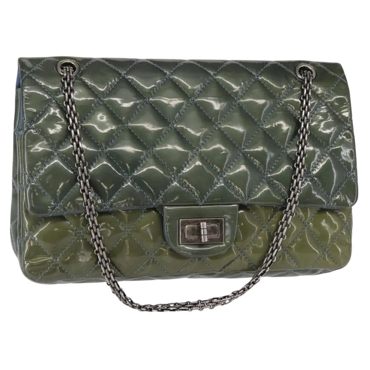 Chanel Reissue 2.55 Flap Quilted Patent, Green, Metal, Shoulder Bag