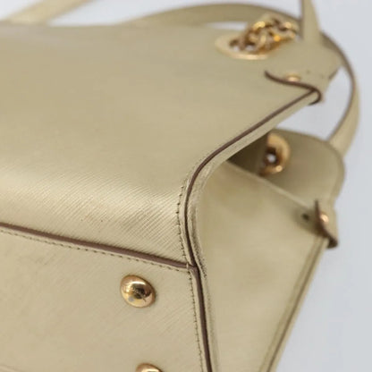 Salvatore Ferragamo Gancini Leather, Gold, Leather, Shoulder Bag