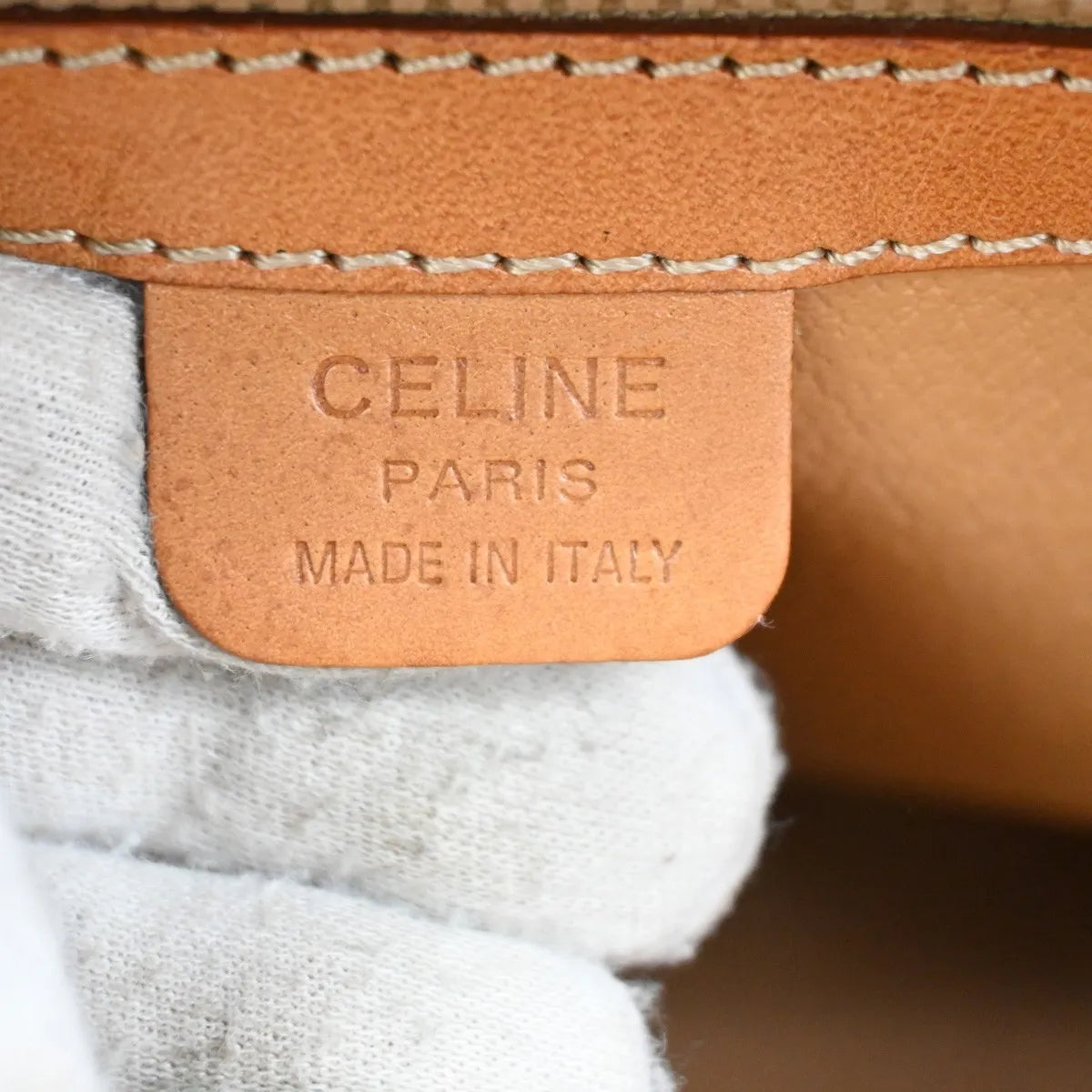 Celine Vintage Macadam Canvas and Leather, Brown, Canvas, Handbag