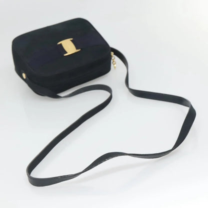 Salvatore Ferragamo Vara Bow camera Suede, Navy, Suede, Shoulder Bag