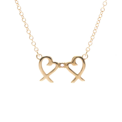 Tiffany & Co. Double Loving Heart Pendant 18K Rose Gold with Pink Sapphire, Gold, Pink Gold, Necklace