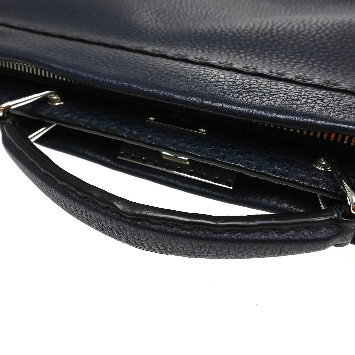 Fendi Selleria Peekaboo Fit Leather, Navy, Leather, Handbag