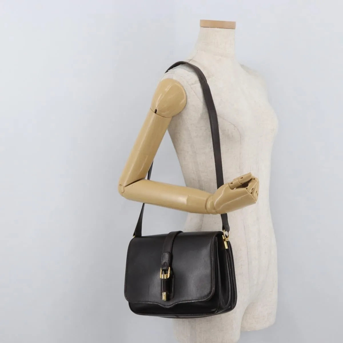Gucci Vintage Leather, Brown, Leather, Shoulder Bag