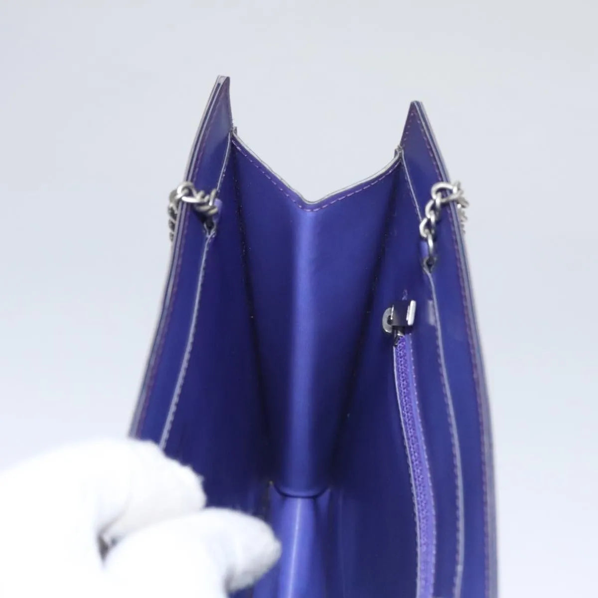 Chanel Vintage Holographic Chain Tote Vinyl, Purple, Plastic, Tote Bag