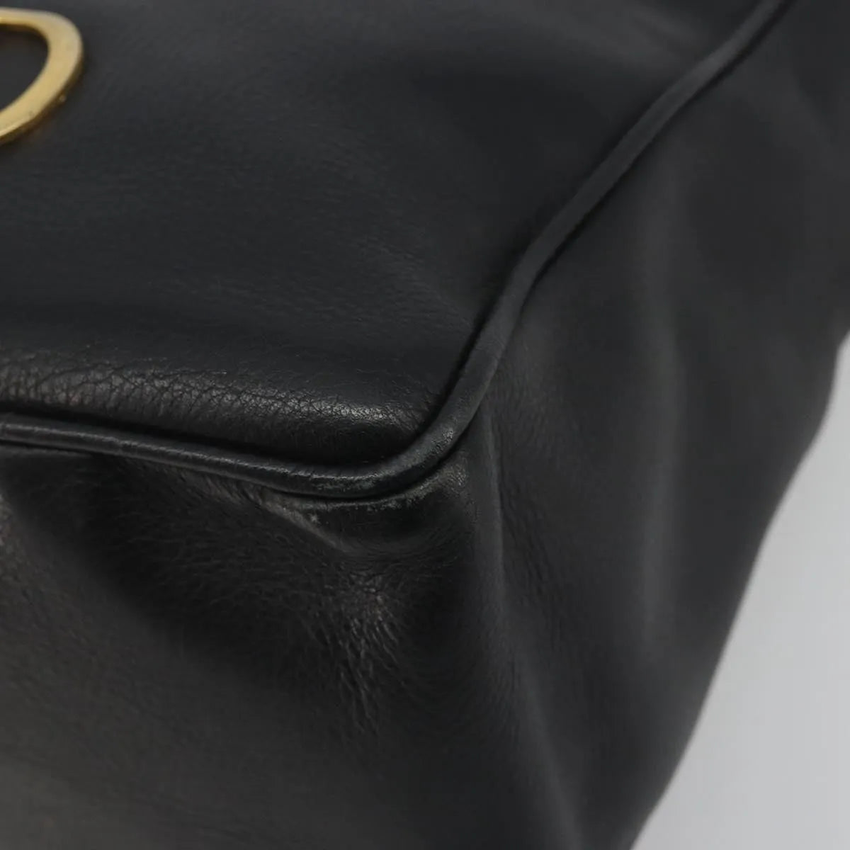Christian Dior Vintage CD Logo Tote Leather, Black, Leather, Handbag