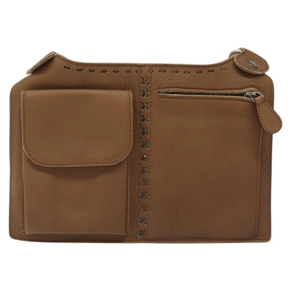 Bottega Veneta Vintage Front Pocket Waist Leather, Brown, Leather, Clutch
