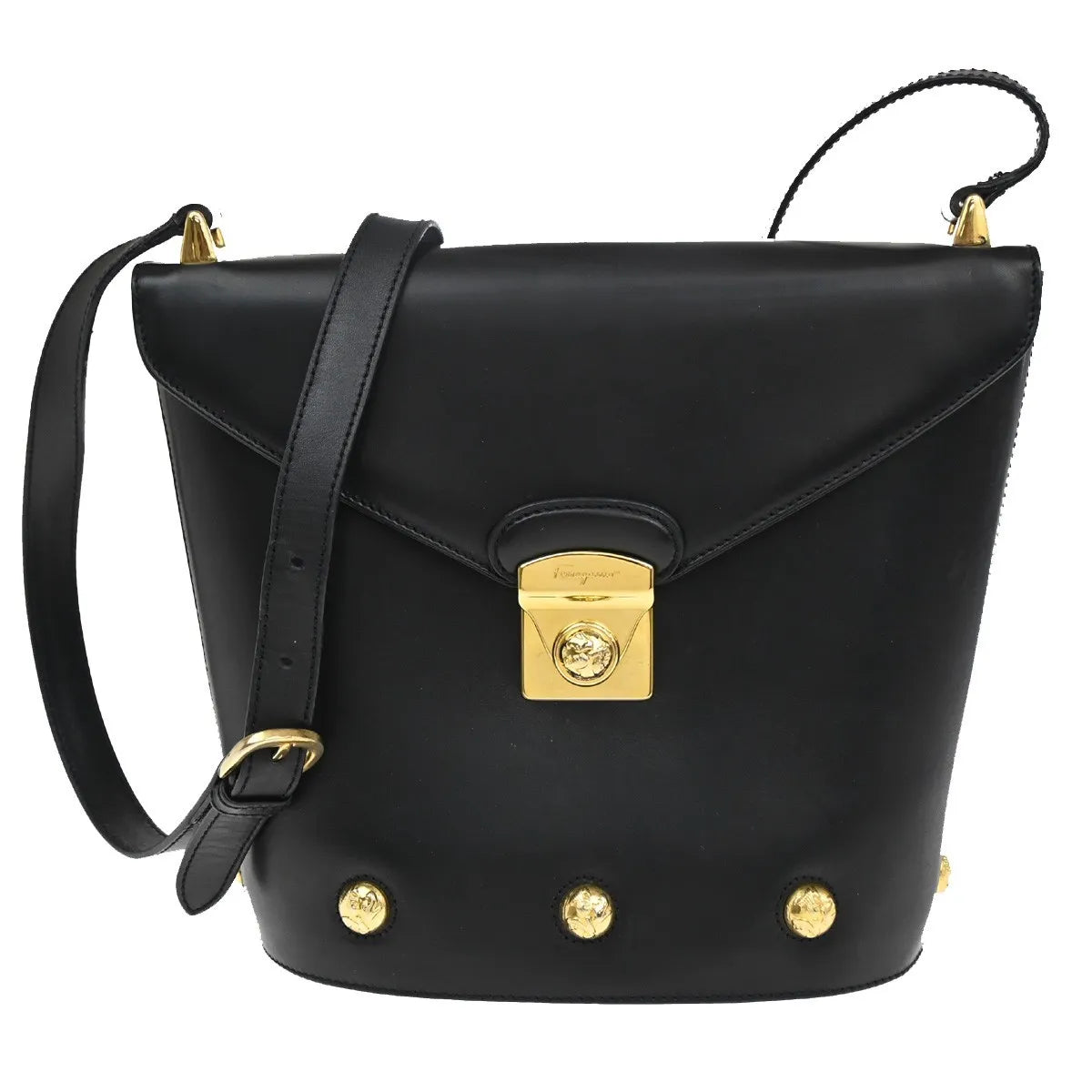 Salvatore Ferragamo Vintage Leather, Black, Leather, Shoulder Bag
