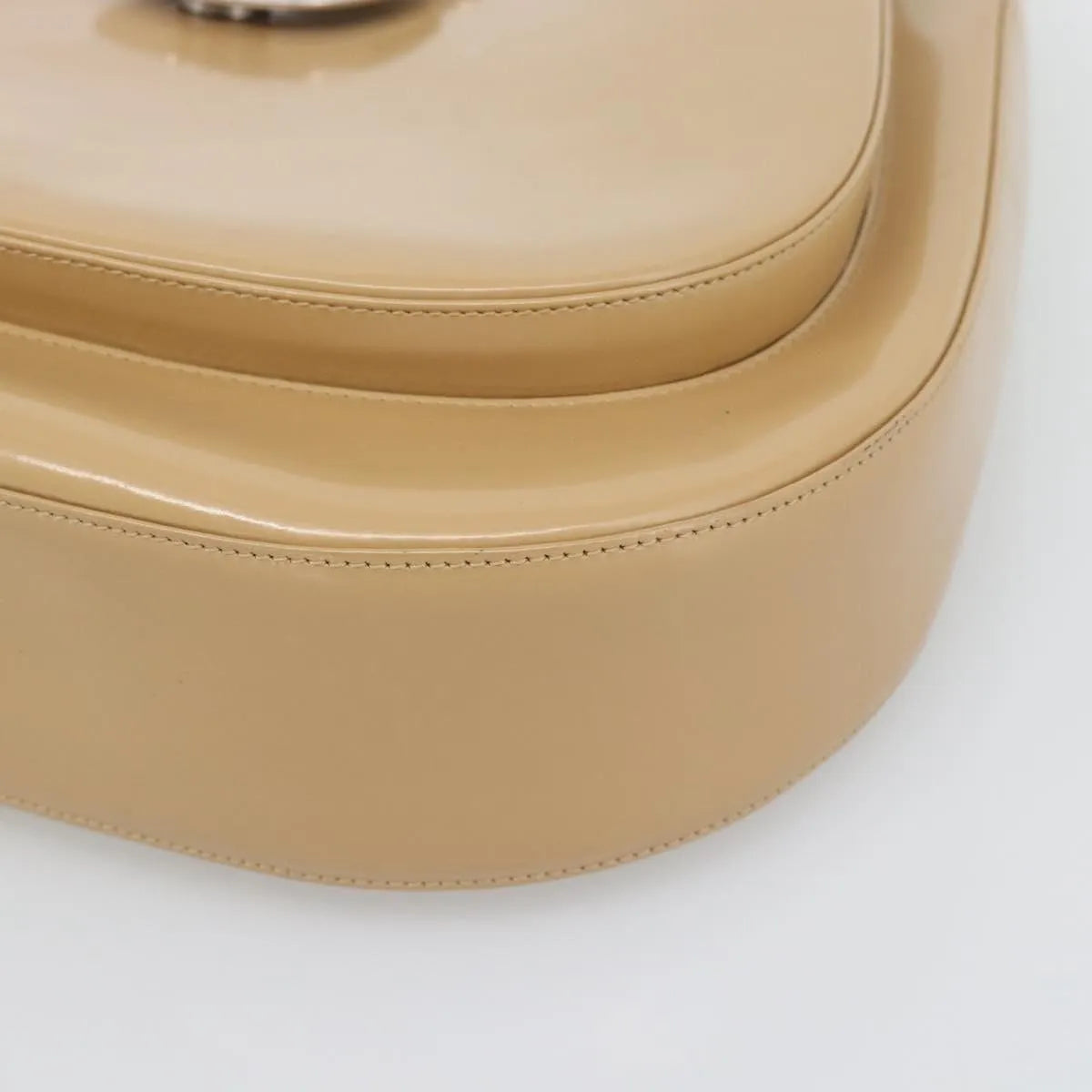 Salvatore Ferragamo Gancini Patent Leather, Beige, Patent Leather, Shoulder Bag