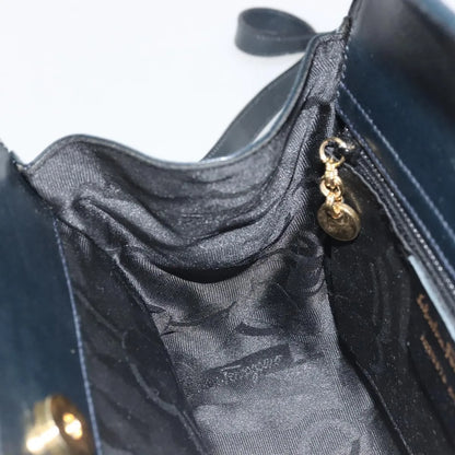 Salvatore Ferragamo Gancini Leather, Navy, Leather, Handbag