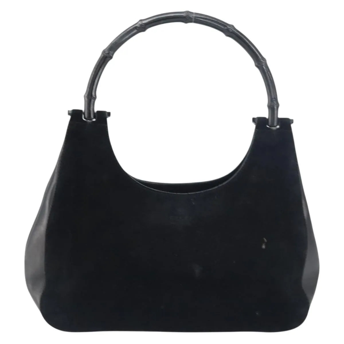 Gucci Vintage Bamboo Handle Suede, Black, Suede, Handbag