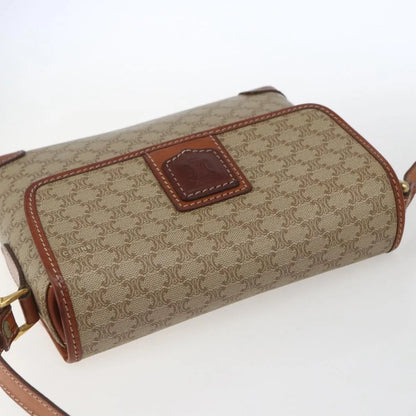 Celine Vintage Macadam Canvas and Leather, Beige, Canvas, Shoulder Bag