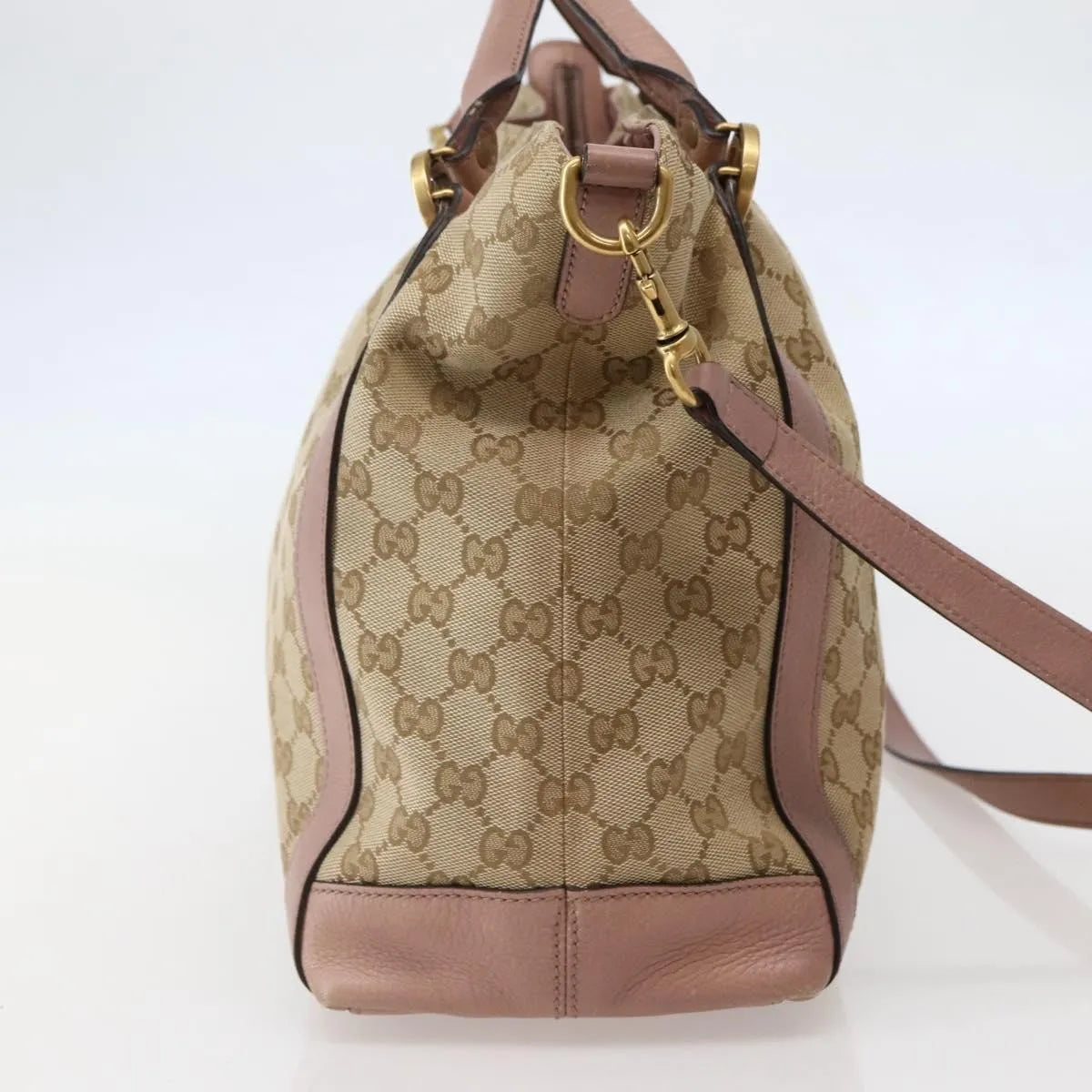 Gucci Vintage Interlocking G Canvas and Leather, Beige, Canvas, Handbag