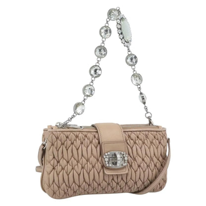 Miu Miu Crystal Convertible Chain Matelasse Leather, Pink, Leather, Shoulder Bag