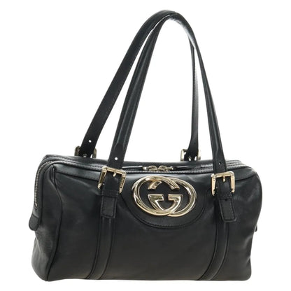 Gucci Britt Boston Duffle Leather, Black, Leather, Handbag