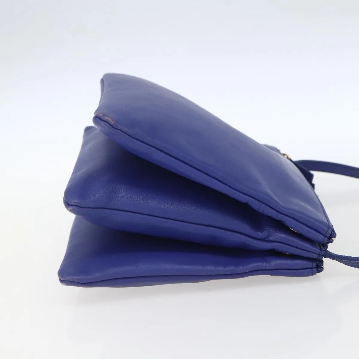 Celine Trio Leather, Blue, Leather, Shoulder Bag