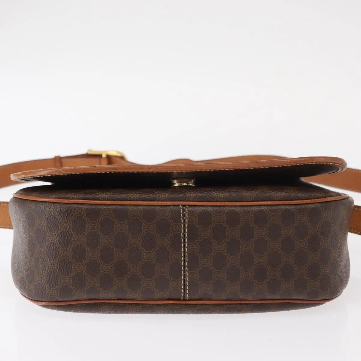 Celine Vintage Macadam Canvas, Brown, Canvas, Shoulder Bag