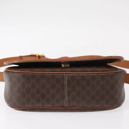 Celine Vintage Macadam Canvas, Brown, Canvas, Shoulder Bag