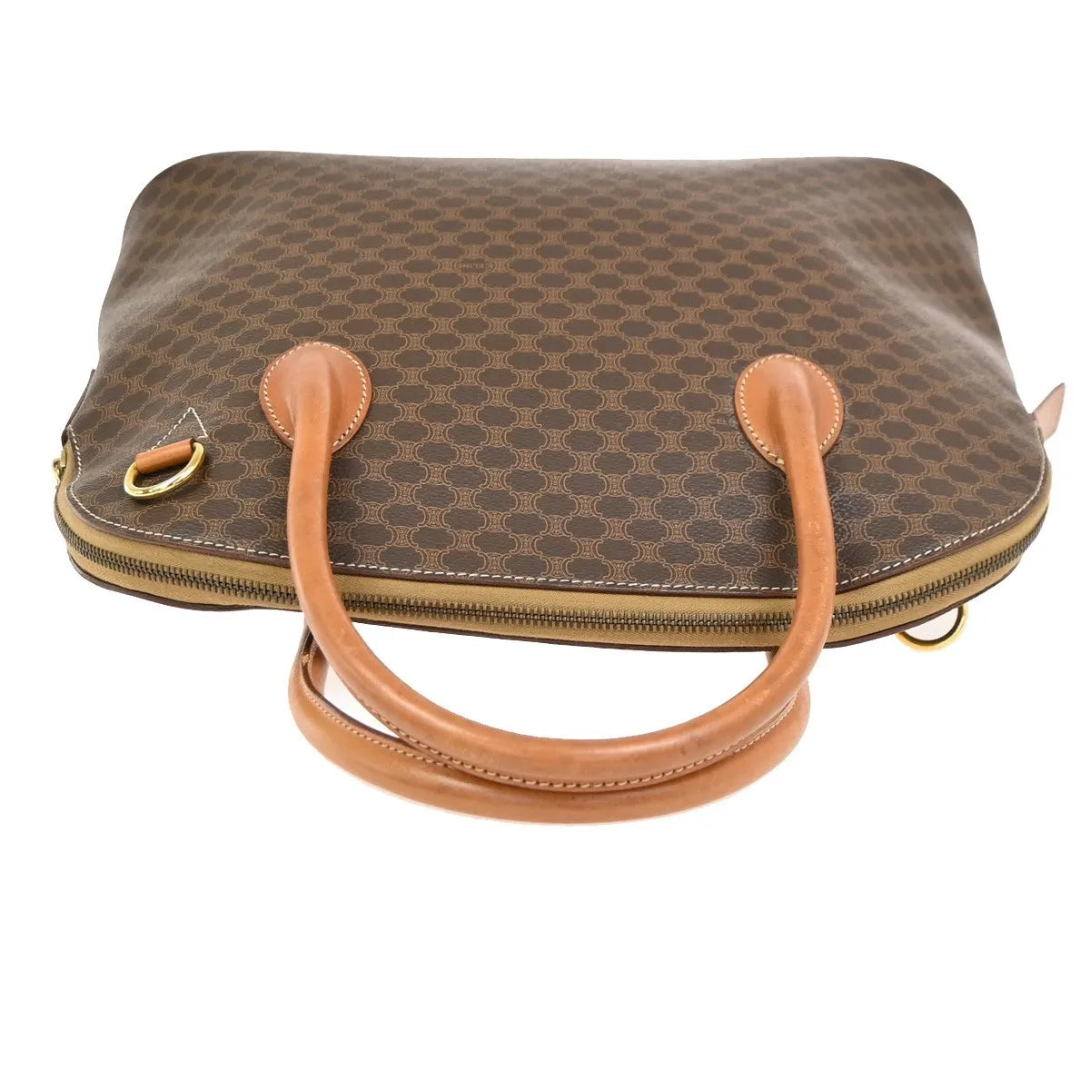 Celine Vintage Macadam Canvas and Leather, Brown, Canvas, Handbag