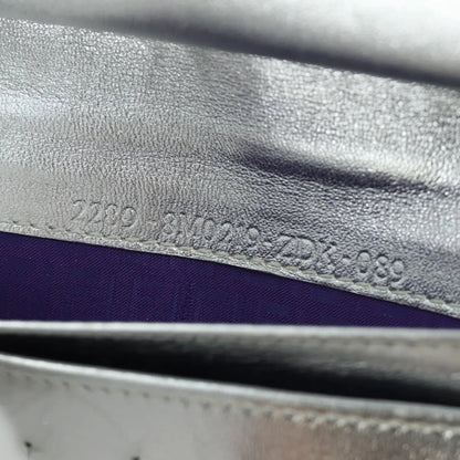 Fendi Wallet on Chain Logo Embossed Leather, Silver, Leather, Wallet