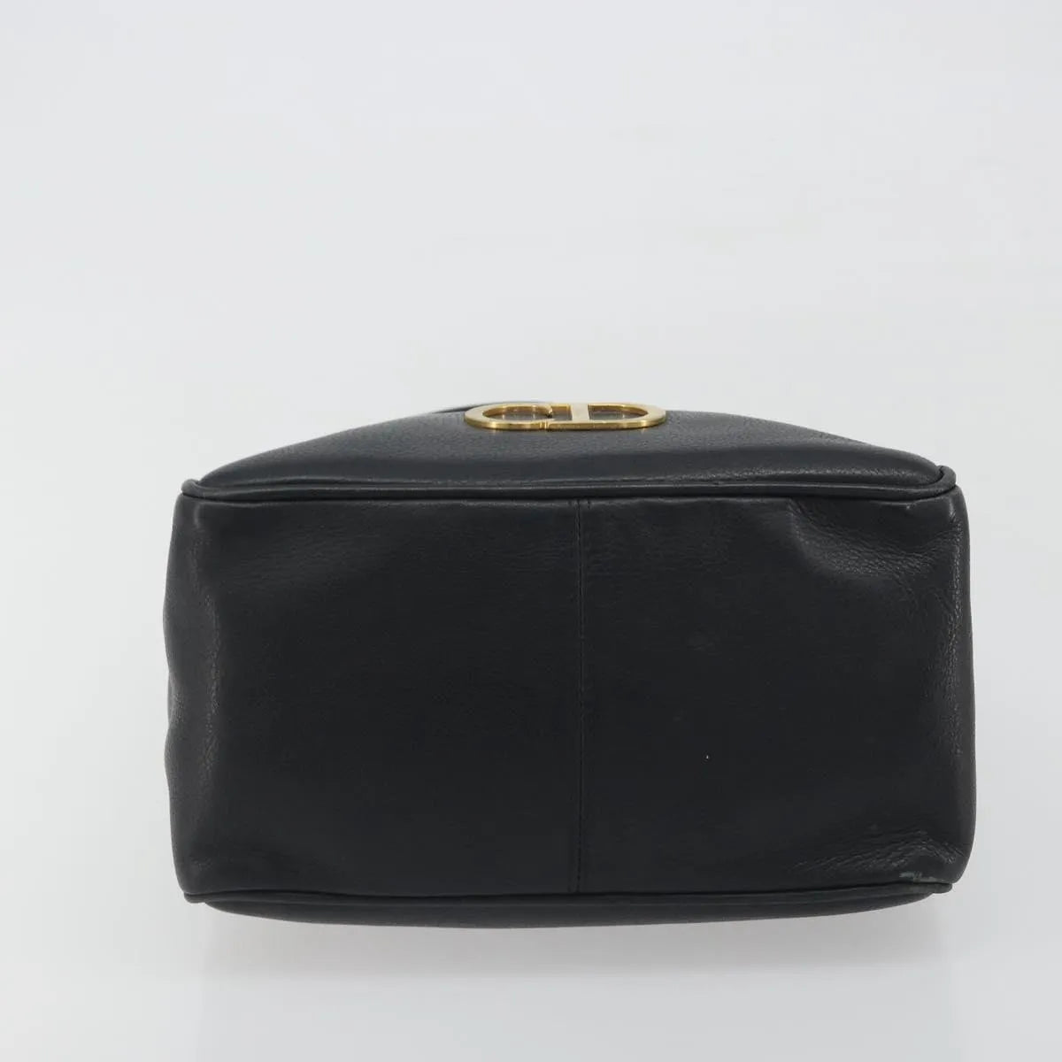 Christian Dior Vintage CD Logo Tote Leather, Black, Leather, Handbag