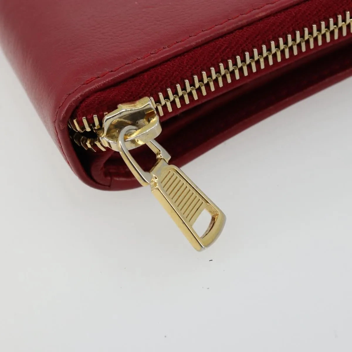 Saint Laurent Zipped Bifold Leather, Red, Leather, Wallet