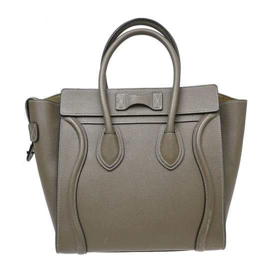 Celine Luggage Grainy Leather, Gray, Leather, Tote Bag