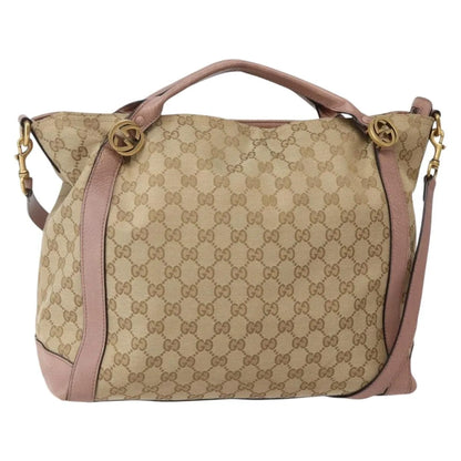 Gucci Vintage Interlocking G Canvas and Leather, Beige, Canvas, Handbag