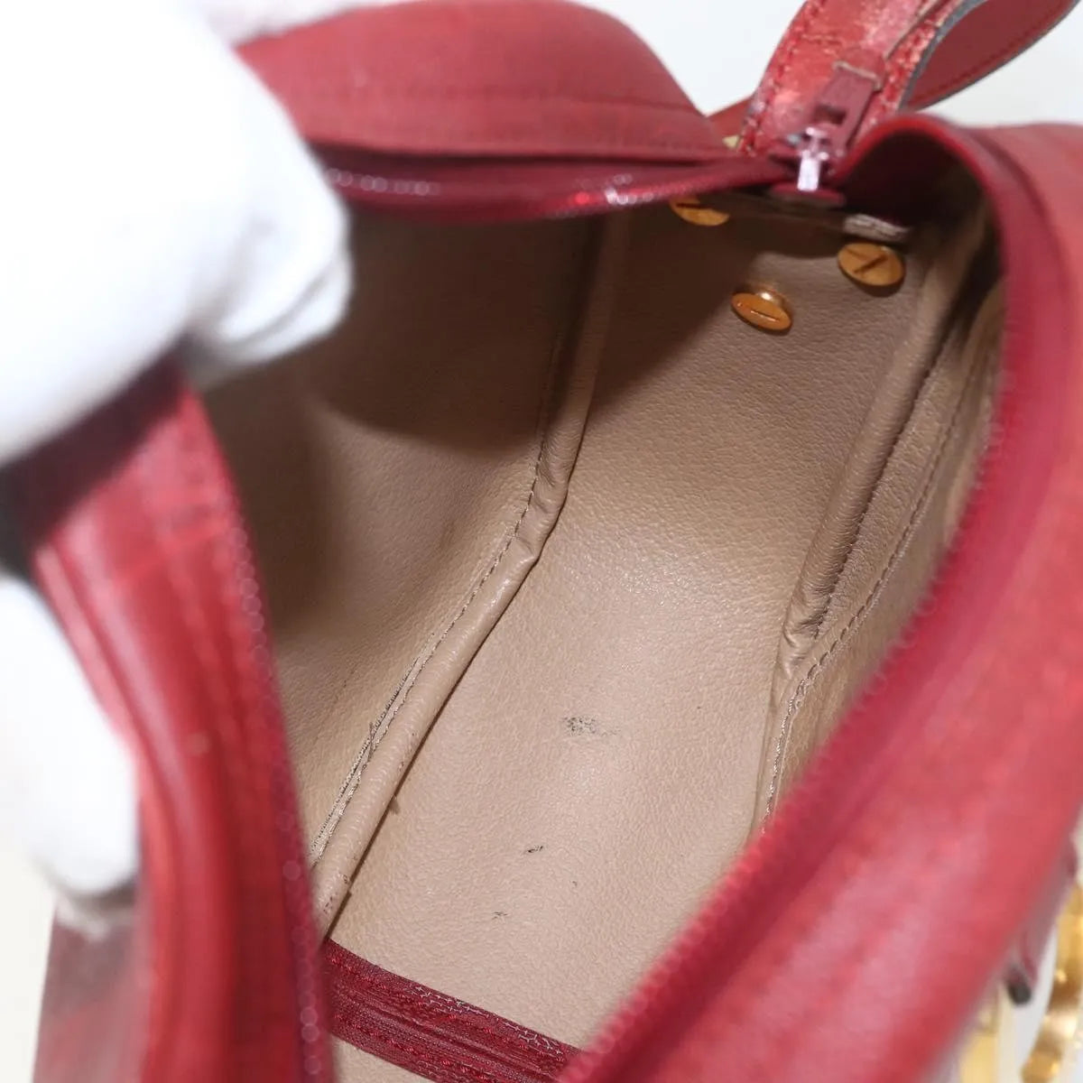 Christian Dior Vintage Trotter Canvas, Red, Canvas, Shoulder Bag
